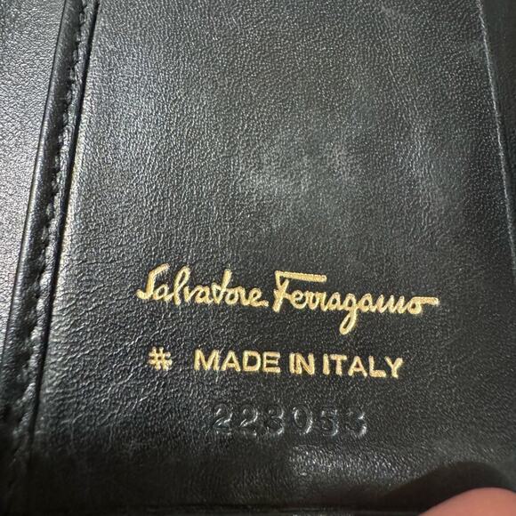 Salvatore Ferragamo Short Black Wallet Mini VARA leather compack bifold 4X4 COIN - Picture 5 of 9